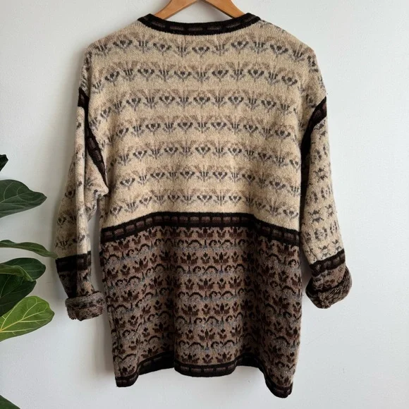 Northern Isles 100% Beige and Brown Patterned Cardigan Size M - Picture 4 of 7